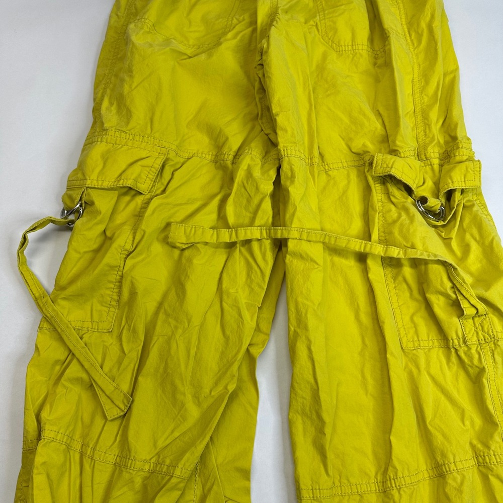 Wild Fable Yellow Wide Leg Cargo Utility Pants Womens Small D-Ring Straps Baggy - Picture 4 of 11
